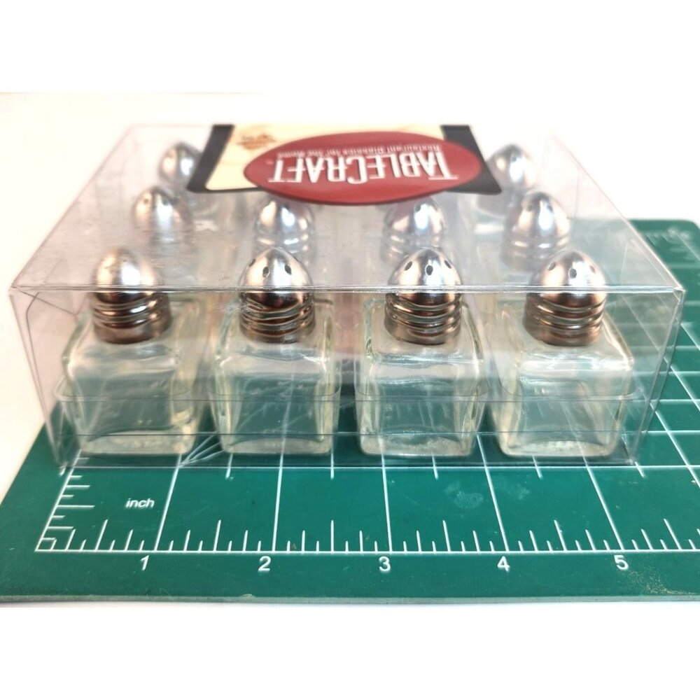 TableCraft Salt & Pepper Collection 12 Mini Shaker Sets Glass/Silver Finish Comp - Picture 7 of 7